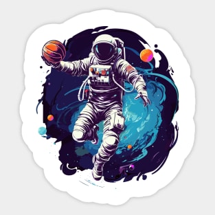 Astronauts playing basketball in space Sticker